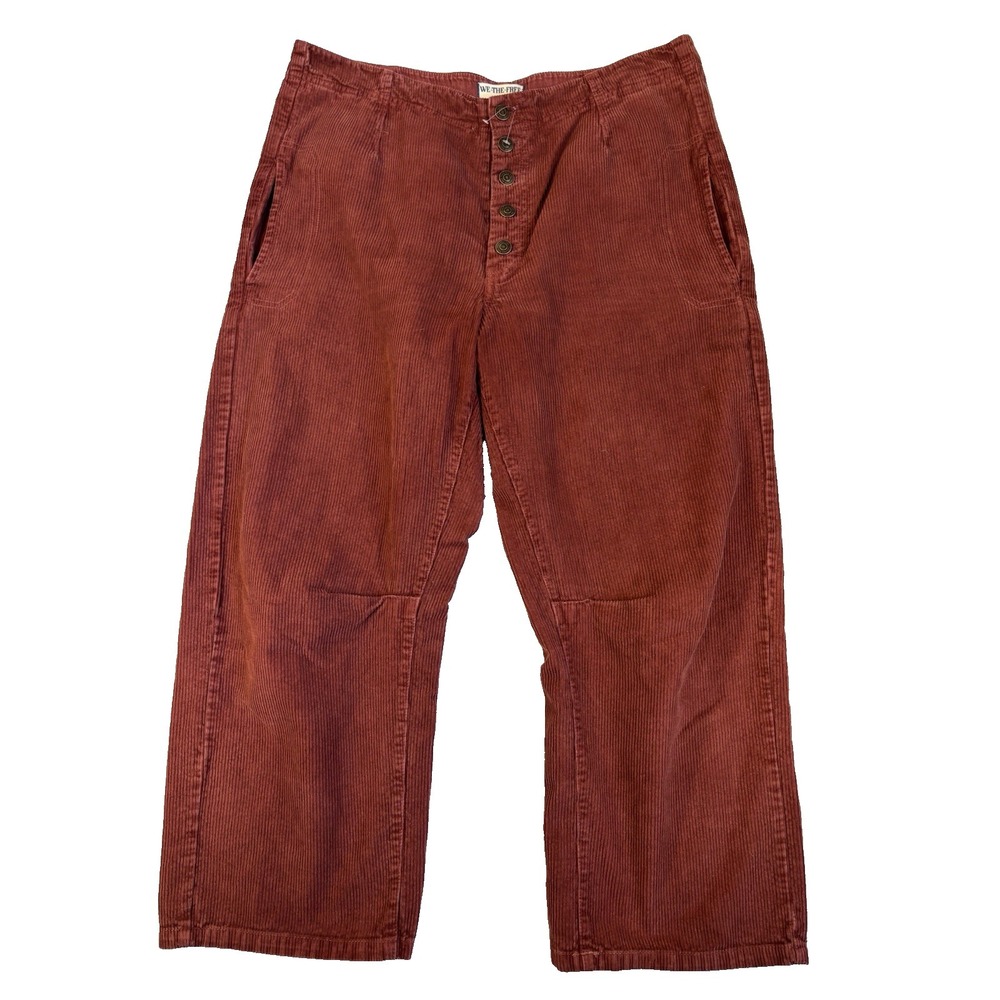 Free People We The Free Osaka Women's 32 Red Mid Rise Barrel Baggy Relaxed Pants
